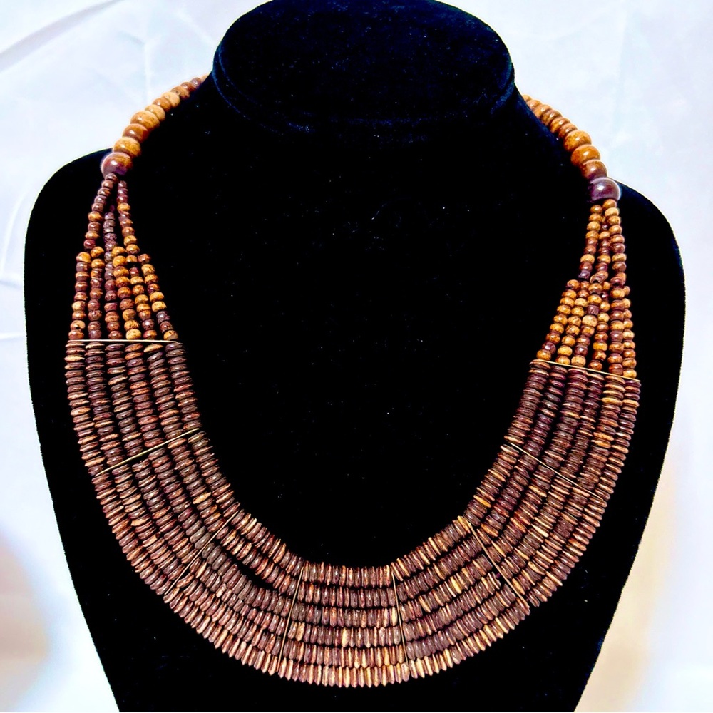 Multi-layer Bone Beaded Brown Necklace